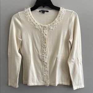 Chadwicks Cream Long Sleeve Top with Floral Detail
